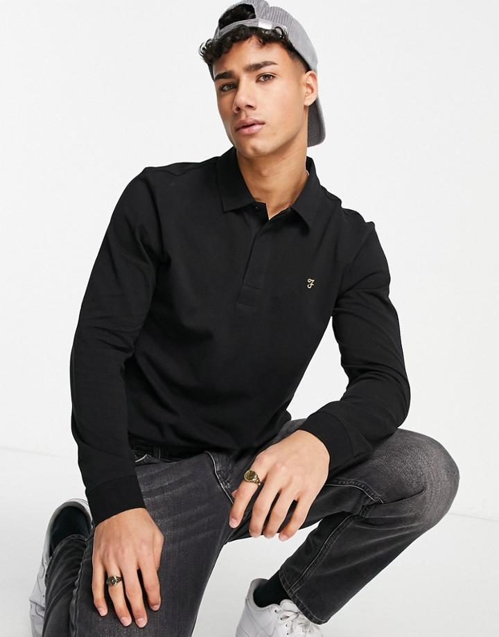 Farah Long Sleeve Polo In Black