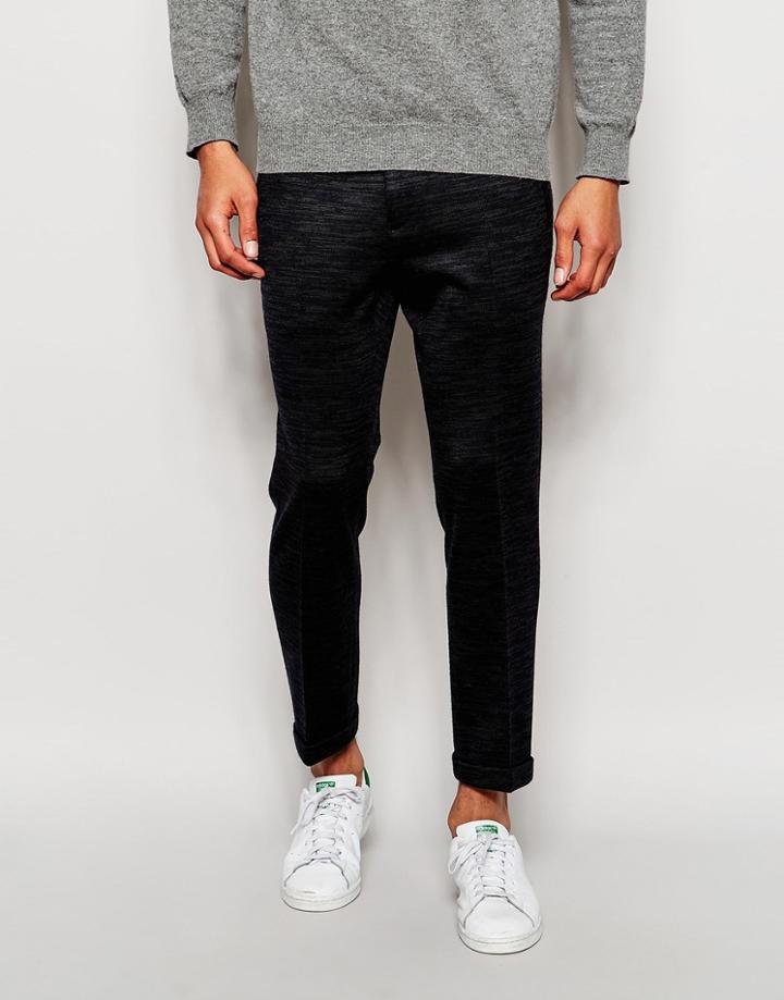 Asos Slim Cropped Smart Pants - Navy