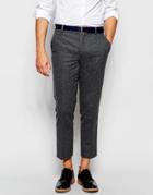 Farah Cropped Pants In Wool Mix Slim Fit - Gray Marl