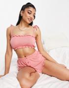 Brave Soul Nat Bandeau Short Lounge Set In Rose-pink