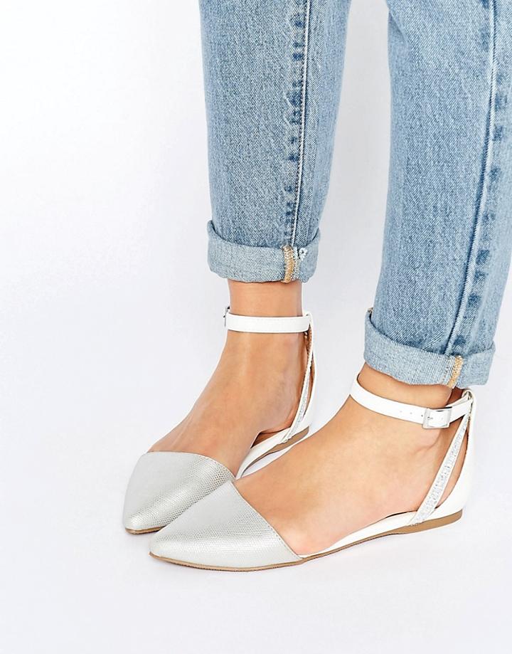 Call It Spring Cavizzano Embellished Flat With Ankle Strap - Silver
