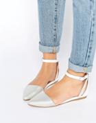 Call It Spring Cavizzano Embellished Flat With Ankle Strap - Silver