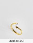 Asos Gold Plated Sterling Silver Twisted Pearl Ring - Cream