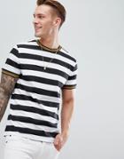 Boohooman Ringer T-shirt In Black Stripe - Black