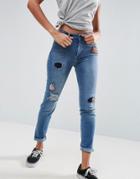 Kubban Patch Detail Skinny Jeans - Blue