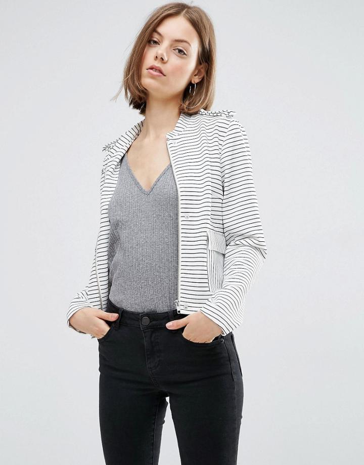 Vila Striped Sailor Blazer - White
