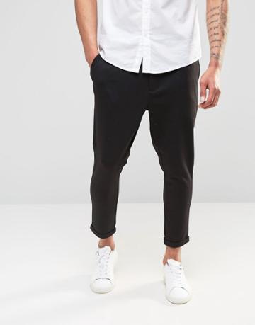 Only And Sons Jersey Cropped Chino - Black