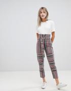 Asos Design Stevie Peg Pants In Berry Stripe-multi