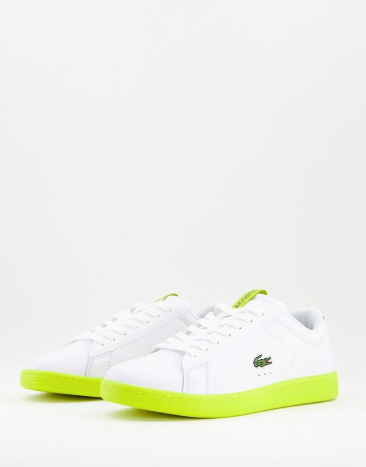 Lacoste Carnaby Lace Up Sneakers In White And Yellow