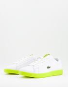 Lacoste Carnaby Lace Up Sneakers In White And Yellow