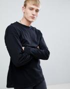 New Look Oversized Long Sleeve Cuff T-shirt In Black - Black