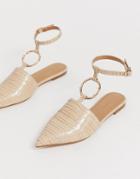 Asos Design Likeable Ballet Flats With Bamboo Ring-beige