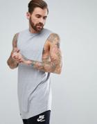 Asos Super Longline Tank With Dropped Armhole And Curve Hem - Gray
