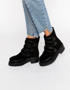 Kat Maconie Vanna Black Shearling Leather Flat Ankle Boots - Black