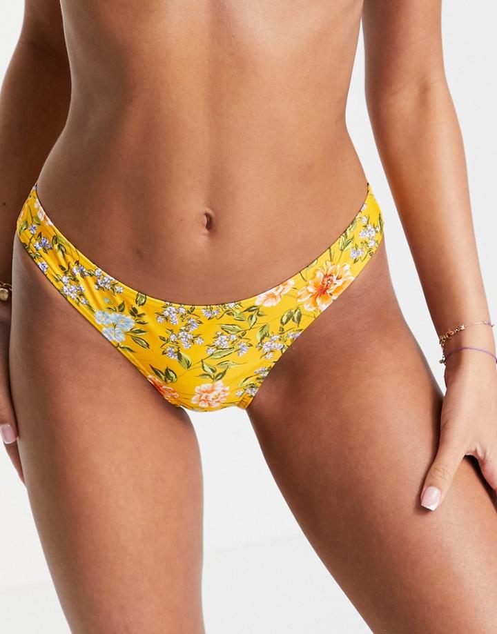 Figleaves Briony Bikini Bottoms In Yellow Floral