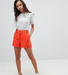 Asos Petite Tailored D-ring Linen Shorts - Orange