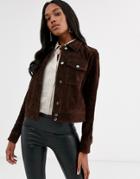 Vila Suede Western Jacket In Brown