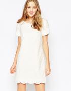 Traffic People Scallop Dress In Daisy Jacquard - White