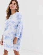 Asos Design Tie Dye Long Sleeve T-shirt Dress - Multi
