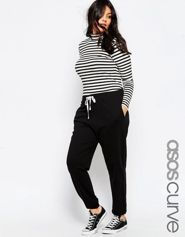 Asos Curve Track Pant With Contrast Tie - Black
