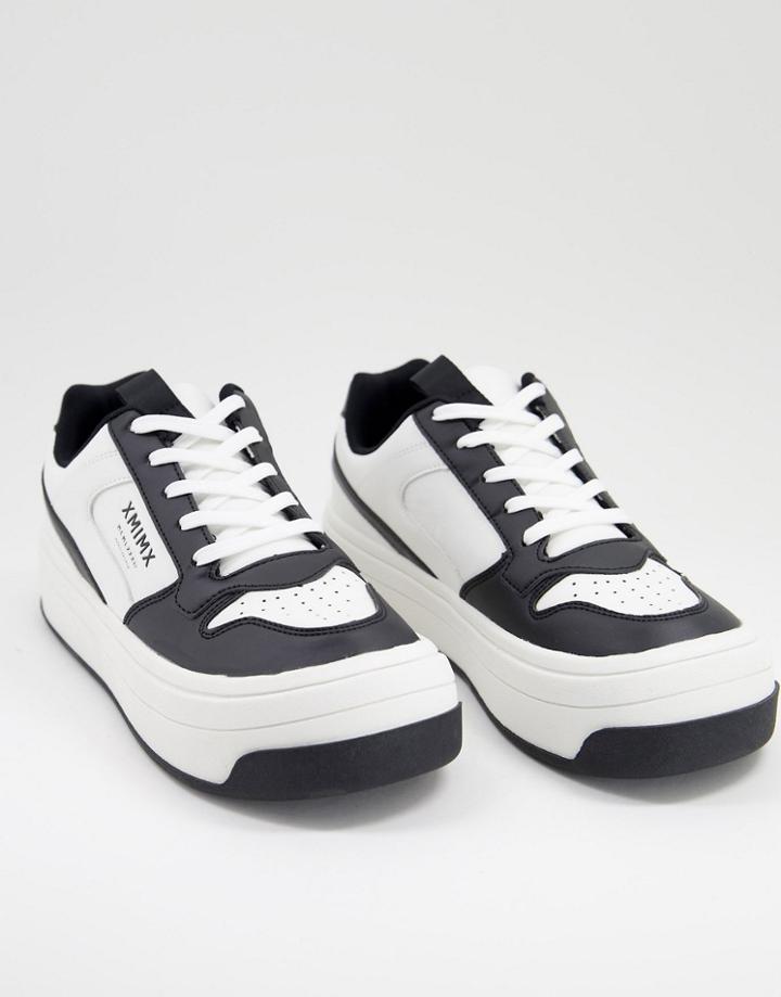 Asos Design Sneakers In Black And White With Chunky Sole