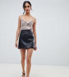 Miss Selfridge Faux Leather Mini Skirt In Black - Black