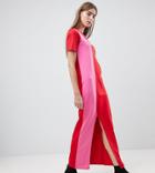Asos Tall Ultimate T-shirt Maxi Dress In Color Block - Multi
