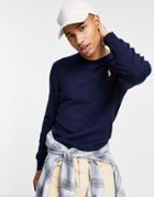 Polo Ralph Lauren Player Logo Cotton Knit Sweater In Navy