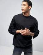 Asos Oversized T-shirt With Tapered Sleeve In Black - Black