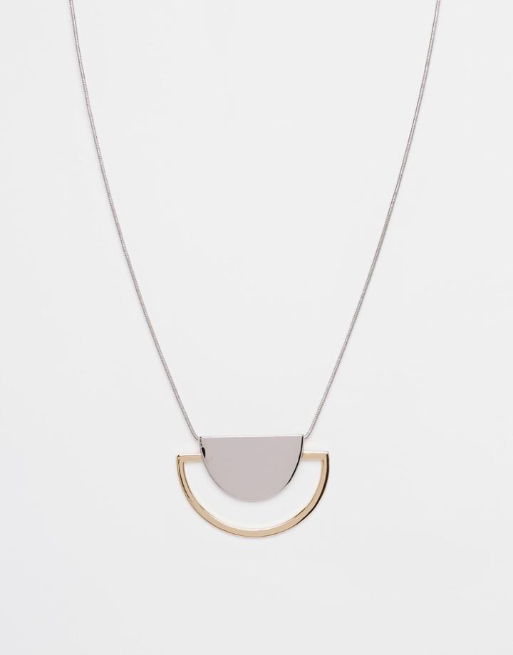 Asos Sleek Semi-circle Necklace - Multi
