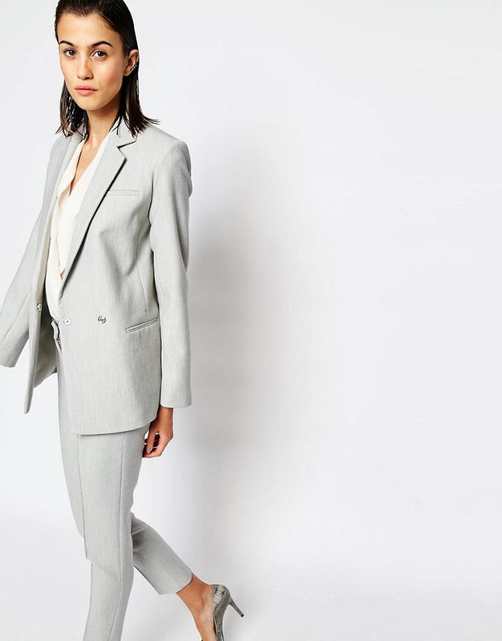 Warehouse Premium Wrap Over Blazer - Gray