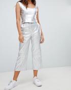 Bershka Metallic Pants - Silver