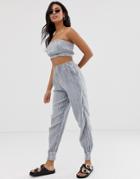 Asos Design Textured Beach Bandeau Crop Top Two-piece - Gray
