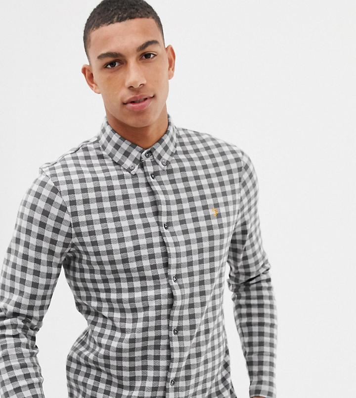 Farah Bobby Slim Fit Checked Brushed Cotton Shirt In Gray Exclusive At Asos