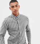 Farah Bobby Slim Fit Checked Brushed Cotton Shirt In Gray Exclusive At Asos
