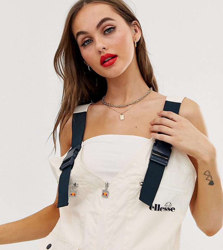Ellesse Recycled Utility Vest With Buckle Straps-beige