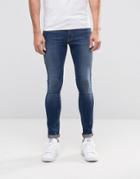 Asos Design Extreme Super Skinny Jeans In Dark Wash - Blue