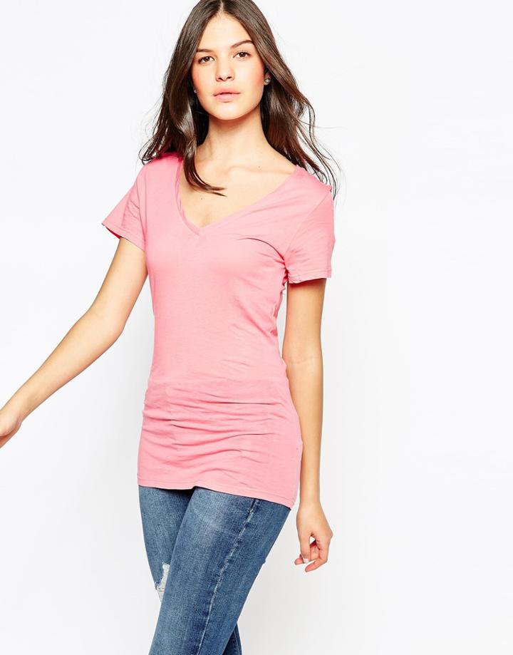 Sundy Deep V T-shirt - Hibiscus