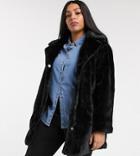 Brave Soul Plus Tamsin Faux Fur Jacket-black