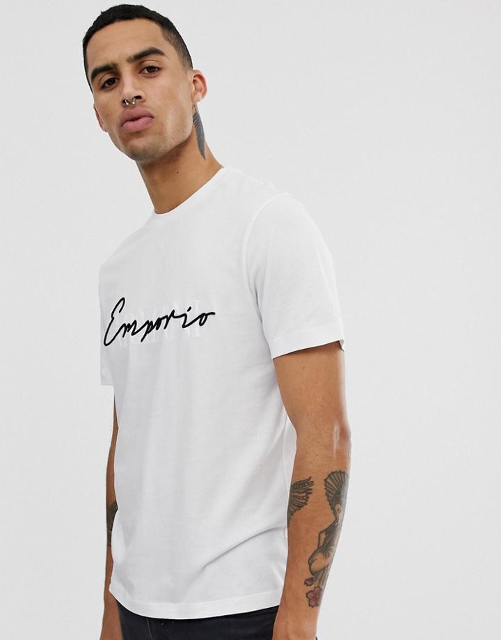 Emporio Armani Script Logo T-shirt In White - White