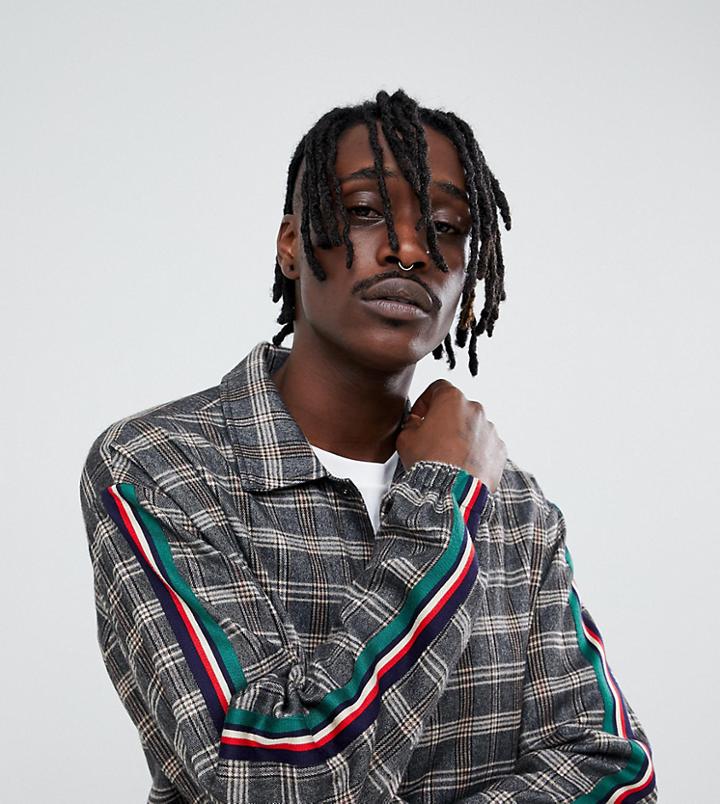 The New County Coach Jacket In Check With Taping-gray
