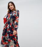 Boohoo Exclusive High Neck Midi Dress In Floral - Multi