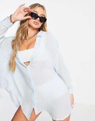 Candypants Oversized Shirt In Blue-blues