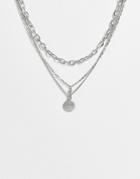 Bershka Layered Chain Necklaces In Silver