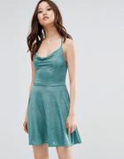 Wal G Cami Dress In Glitter Fabric - Green