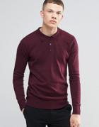 Brave Soul Long Sleeve Polo Shirt - Red