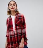 River Island Oversized Shirt In Red Check - Red