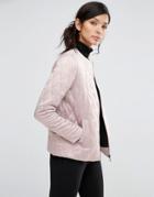 Neon Rose Quilted Collarless Jacket In Luxe Fabric - Pink