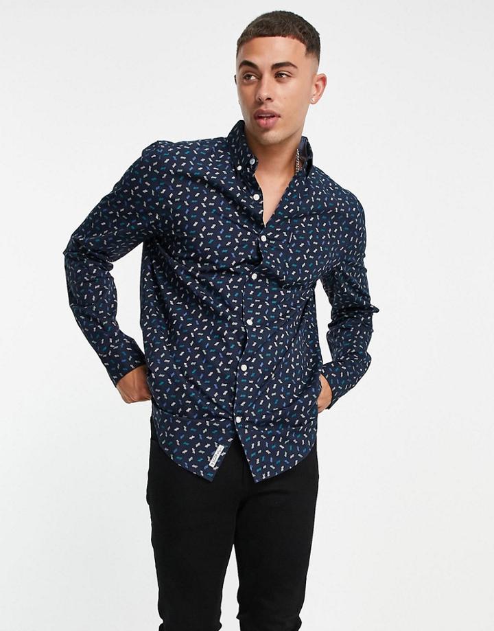 Original Penguin Geo Print Long Sleeve Shirt-navy