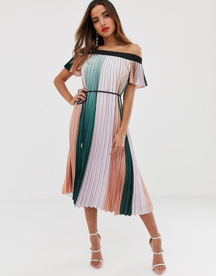 Ted Baker Fernee Maxi Dress In Color Block Pleat - Multi